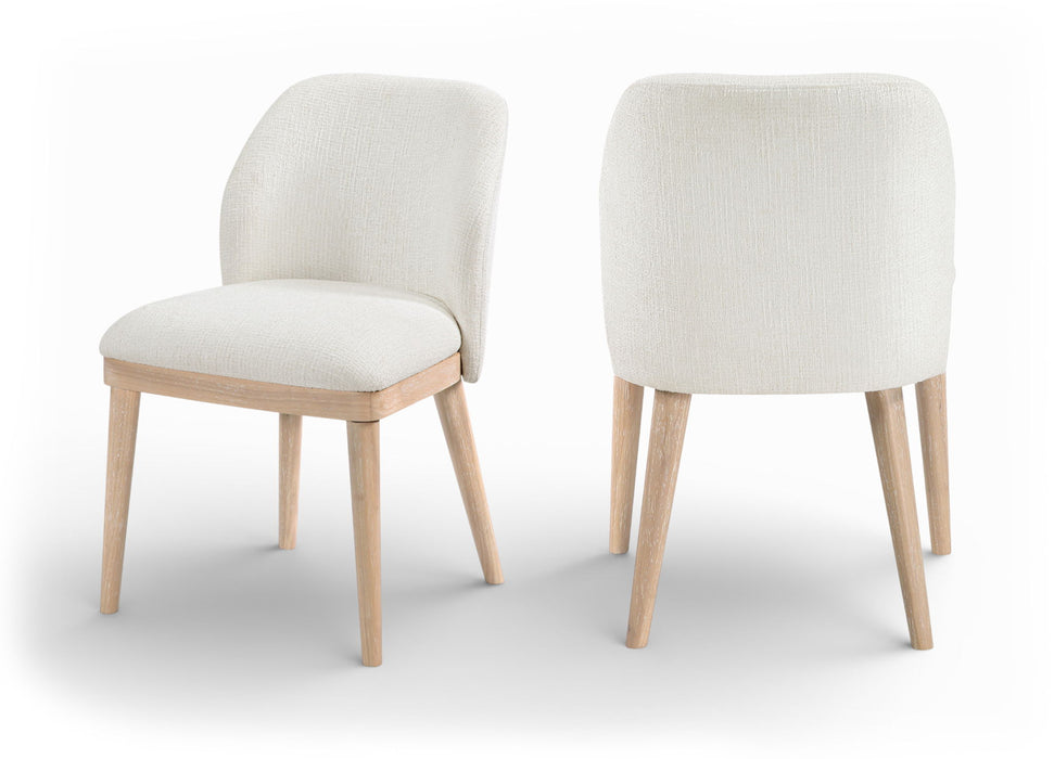 Valeo - Linen Textured Fabric Upholstered Dining Chair (Set of 2) - Painted Natural Base - Simple Home Plus
