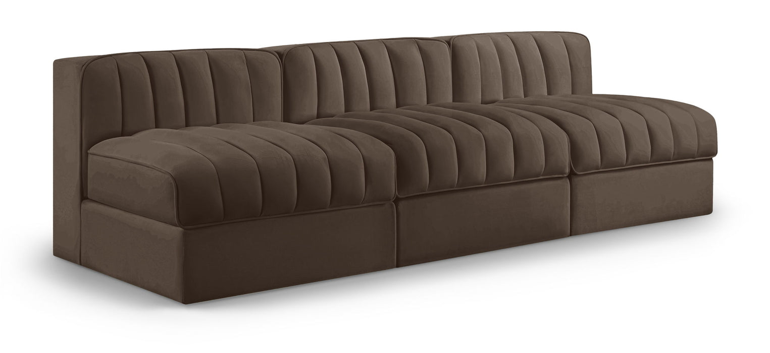 Rummi - Velvet Performance Fabric Upholstered 3 Piece Modular Armless Sofa - Simple Home Plus