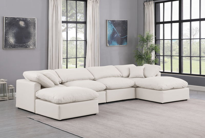Indulge - Faux Leather 6 Piece Modular Double Chaise Sectional