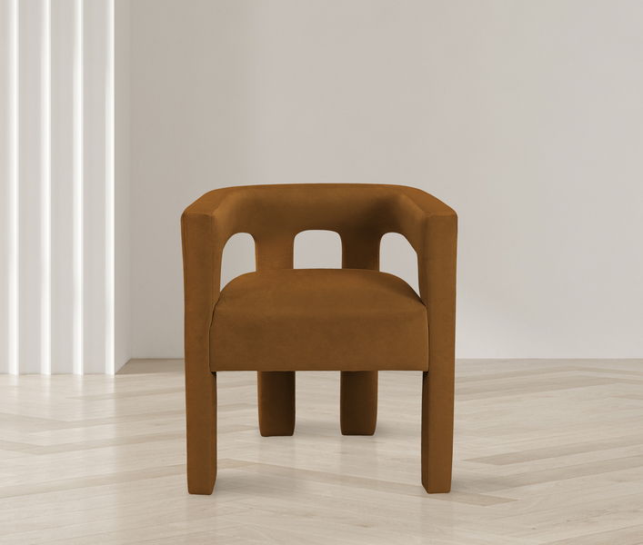 Athena - Velvet Dining Chair - Saddle