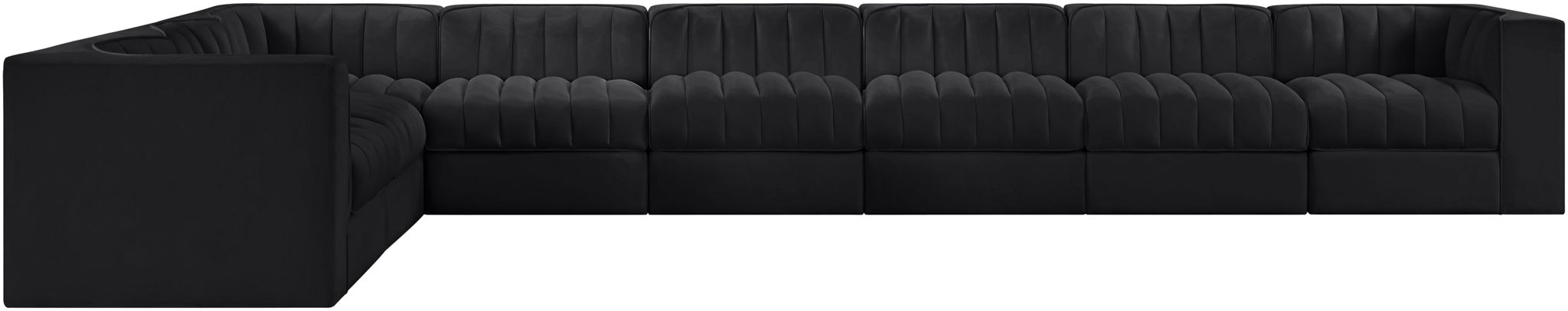 Rummi - Velvet Performance Fabric Upholstered 8 Piece Modular Sectional (With 3 Corner Chairs) - Simple Home Plus