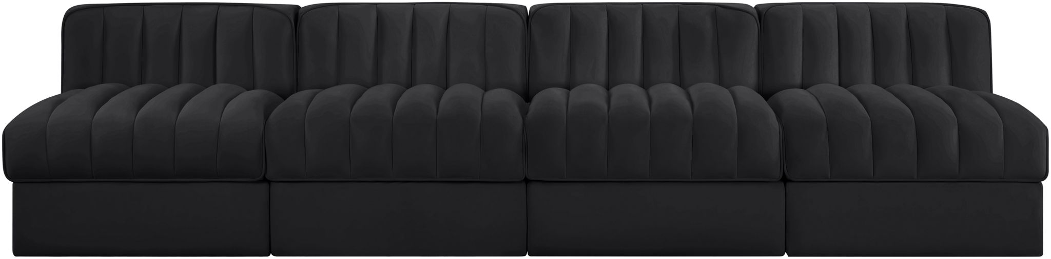 Rummi - Armless Velvet Performance Fabric Upholstered 4 Piece Modular Sofa - Simple Home Plus