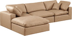 Comfy - 4 Piece Faux Leather Modular Sectional With Chaise - Tan - Simple Home Plus