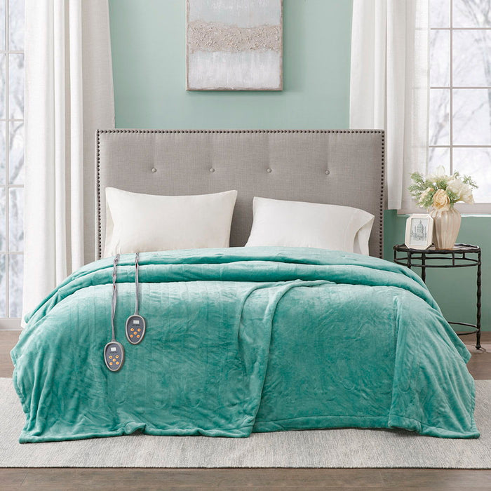 Heated Plush - Twin Blanket - Aqua - Simple Home Plus