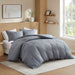 Logan - California King Striped Duvet Set - Blue/Gray - Simple Home Plus