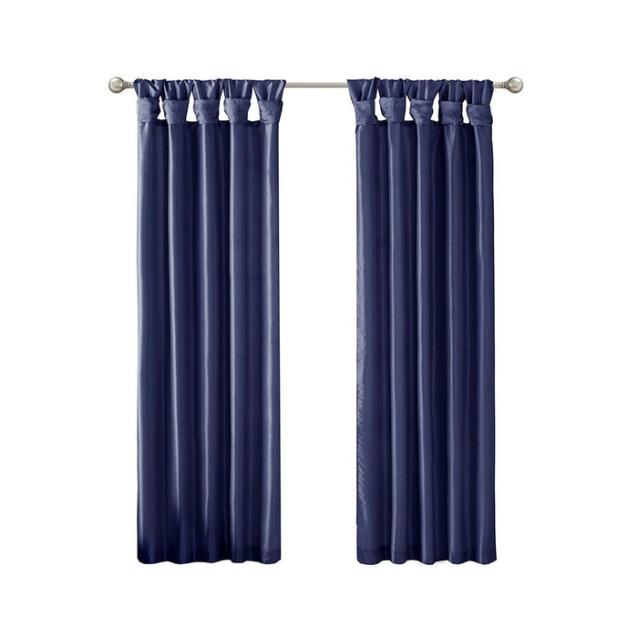 Emilia - Twist Tab Lined Window Curtain - Navy - Simple Home Plus