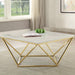 Meryl - Square Faux Marble Top Coffee Table - White And Gold - Simple Home Plus