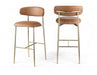 Lupita - Vegan Leather Upholstered Bar Stool With Brushed Gold Frame (Set of 2) - Simple Home Plus