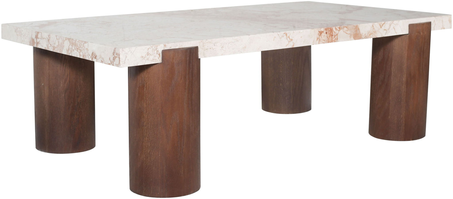 Campania - Marble And Oak Wood Coffee Table - Cream - Simple Home Plus
