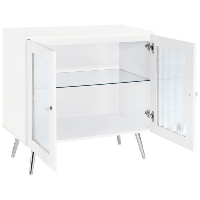 Nieta - 2 Door Engineered Wood Accent Cabinet - White High Gloss - Simple Home Plus