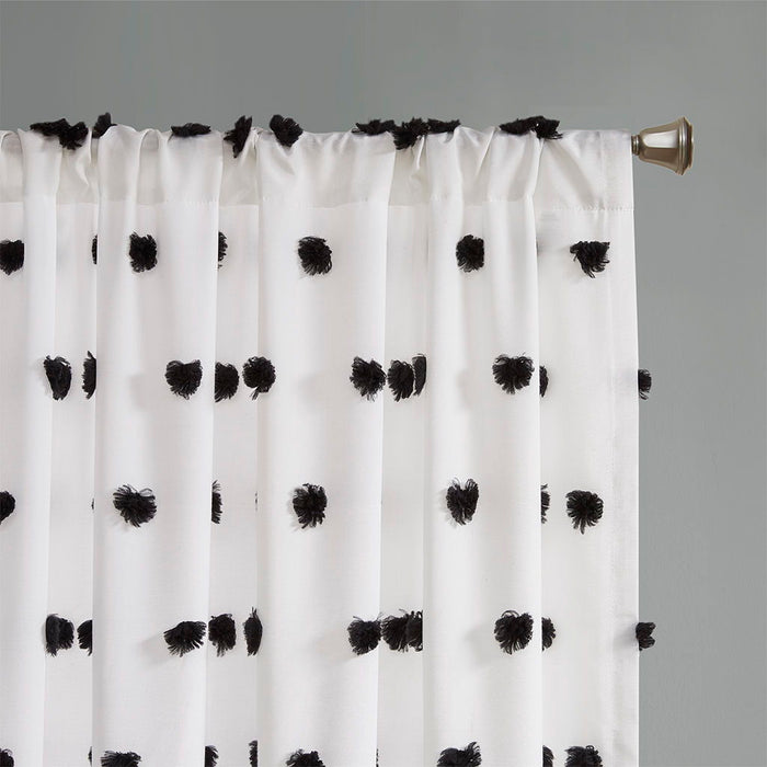 Sophie - Pom Pom Embellished Window Panel - Black - Simple Home Plus