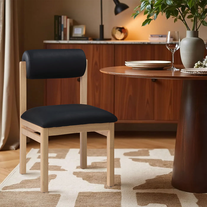 Roundhill - Faux Leather Dining Chair (Set of 2) - Natural Frame - Simple Home Plus