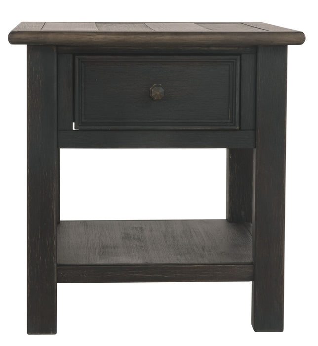 Tyler Creek - Grayish Brown / Black - Rectangular End Table - Simple Home Plus