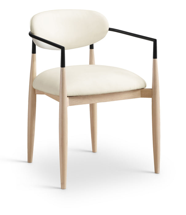 Riccio - Faux Leather Dining Arm Chair (Set of 2) - Natural Frame - Simple Home Plus