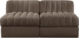 Rummi - Velvet Performance Fabric Upholstered 2 Piece Modular Armless Loveseat - Simple Home Plus