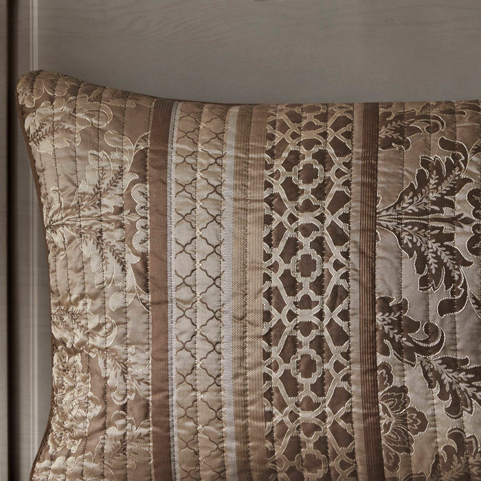 Bellagio - King 6 Piece Reversible Coverlet Set - Brown / Gold - Simple Home Plus
