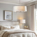 Presidio - 5-Light White Drum Shade Chandelier - Silver / White - Simple Home Plus