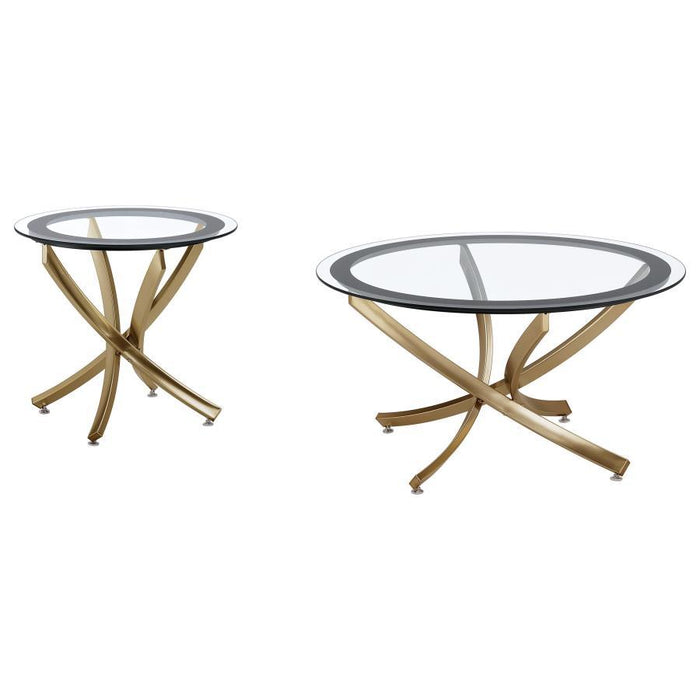 Brooke - Round Glass Top Coffee Table Set - Simple Home Plus