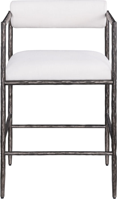 Axis - Linen Textured Cream Fabric Upholstered Counter Stool (Set of 2) - Simple Home Plus