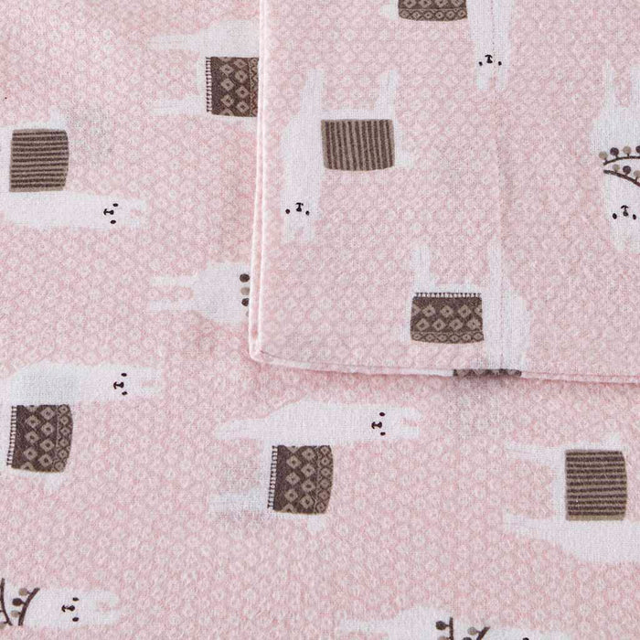 Cozy Soft - Twin Long Novelty Print Sheet Set - Pink Llamas