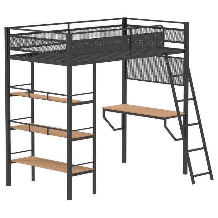 Campus - 3-Shelf Metal Twin Workstation Loft Bed - Simple Home Plus