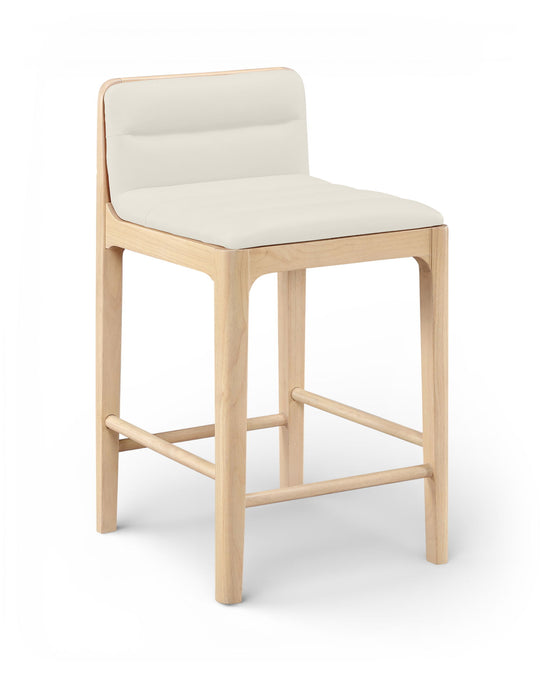 Ellis - Vegan Leather Upholstered Counter Stool (Set of 2) - Natural Base - Simple Home Plus