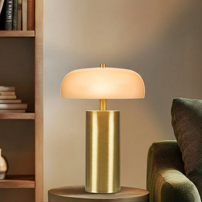 Nilo - Table Lamp With Opaque Glass Shade - Gold