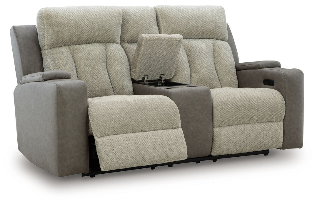 WhipLash - Sisal - Power Reclining Loveseat With Console / Adj Headrest - Simple Home Plus