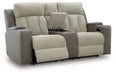 WhipLash - Sisal - Power Reclining Loveseat With Console / Adj Headrest - Simple Home Plus