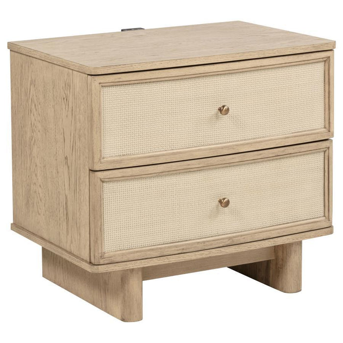 Kailani - 2-Drawer Nightstand Bedside Table - Beige Oak - Simple Home Plus