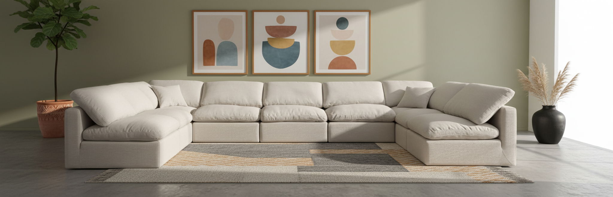 Indulge - Linen 7 Piece Modular U-Shaped Sectional - Simple Home Plus