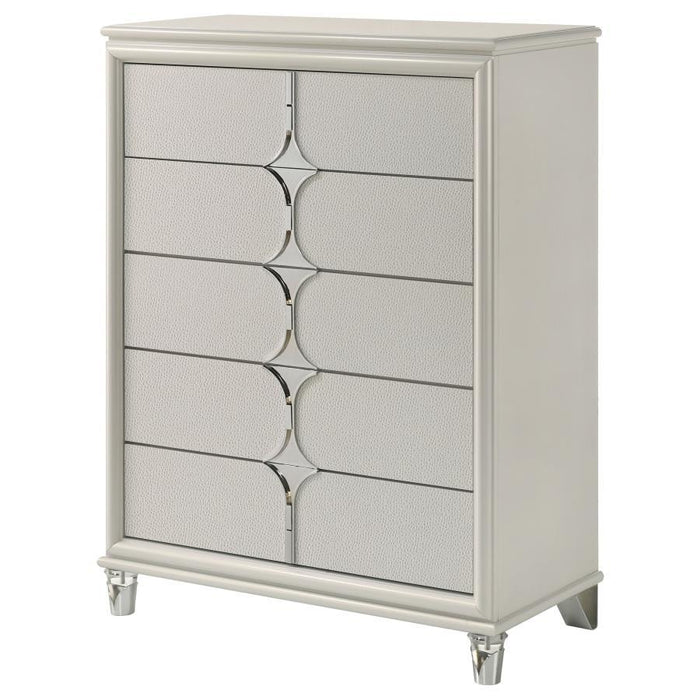 Olivia - 5-Drawer Bedroom Chest Of Drawers - Pearl White - Simple Home Plus