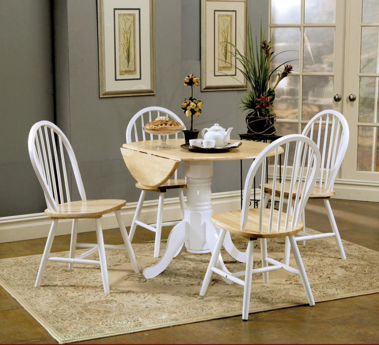 Allison - 5 Piece Round Drop Leaf Dining Table Set - White - Simple Home Plus