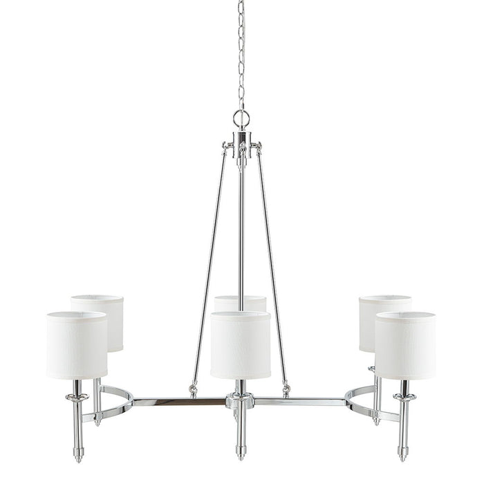 Elegenza - 6-Light Chandelier With Fabric Drum Shades - Chrome - Simple Home Plus