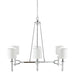 Elegenza - 6-Light Chandelier With Fabric Drum Shades - Chrome - Simple Home Plus