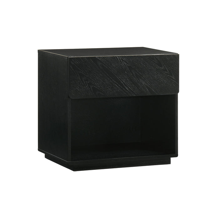 Petra - 1 Drawer Wood Nightstand - Black - Simple Home Plus