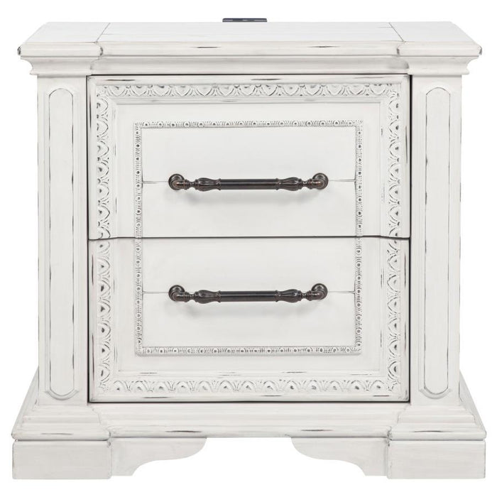 Mckinney - 2-Drawer Nightstand With Dual USB - Vintage White - Simple Home Plus
