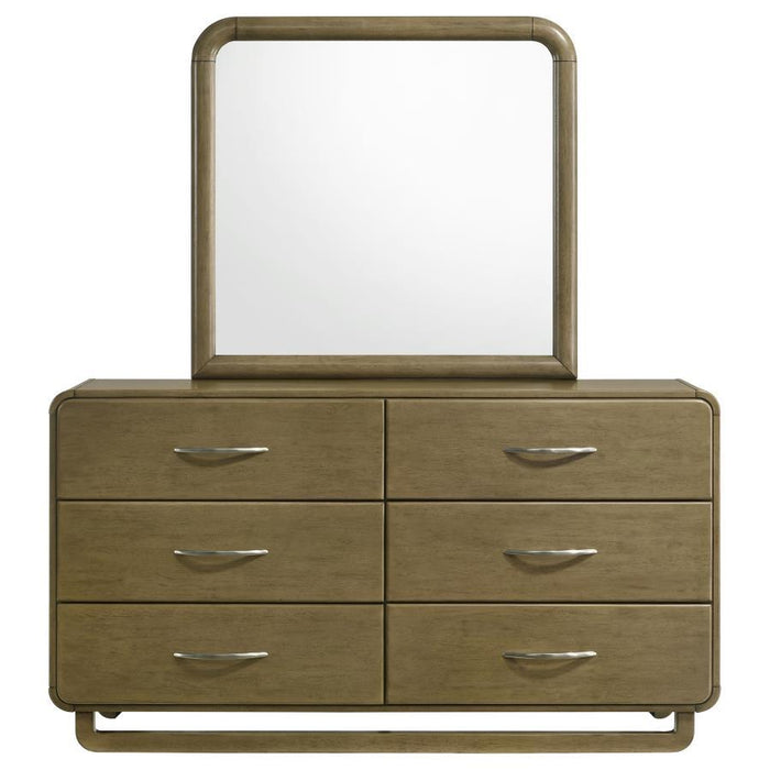 Amsbury - 6-Drawer Dresser And Mirror - Nutmeg - Simple Home Plus
