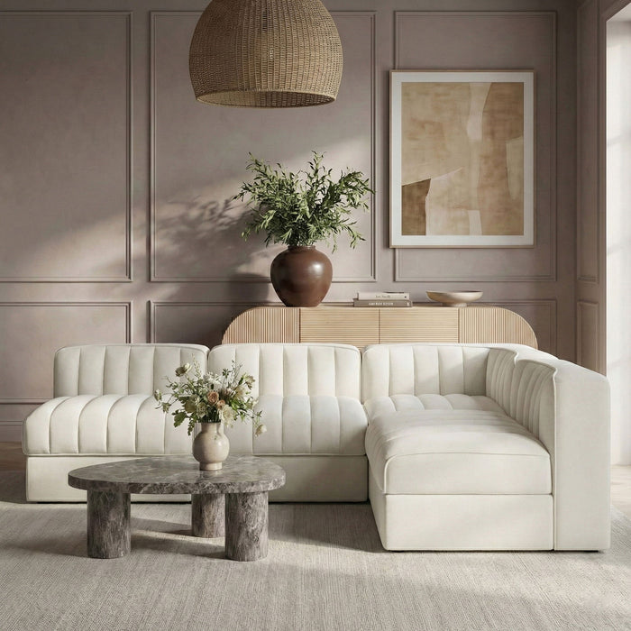 Rummi - Armless Velvet Performance Fabric Upholstered 4 Piece Modular Sectional - Simple Home Plus
