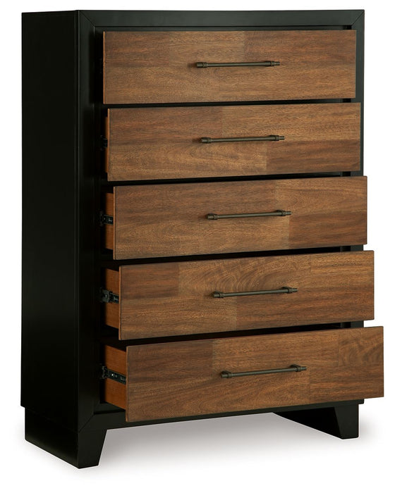 Kraeburn - Brown / Black - Five Drawer Chest - Simple Home Plus