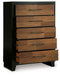 Kraeburn - Brown / Black - Five Drawer Chest - Simple Home Plus