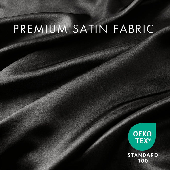 Satin - Wrinkle - Queen Free Luxurious (Set of 6) - Black - Simple Home Plus