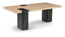 Ravenna - Genuine Travertine Top And Oak Wood Base Table - Simple Home Plus