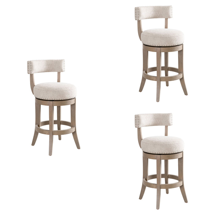 Mystic - Solid Wood Upholstered 26" Counter Height Swivel Barstool - Simple Home Plus