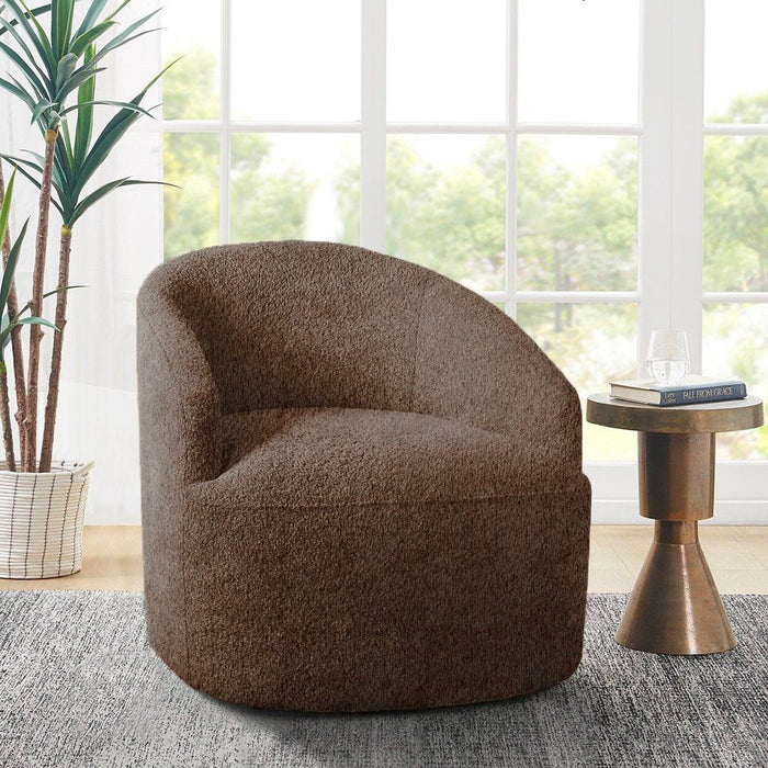 Bonn - Upholstered 360° Swivel Chair - Chocolate - Simple Home Plus