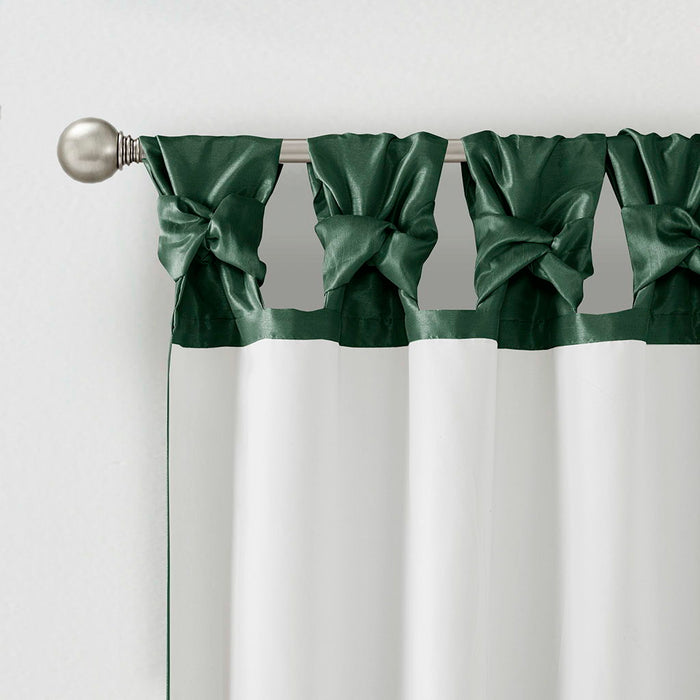 Emilia - Fabric Twist Tab Lined Window Curtain Panel - Green - Simple Home Plus