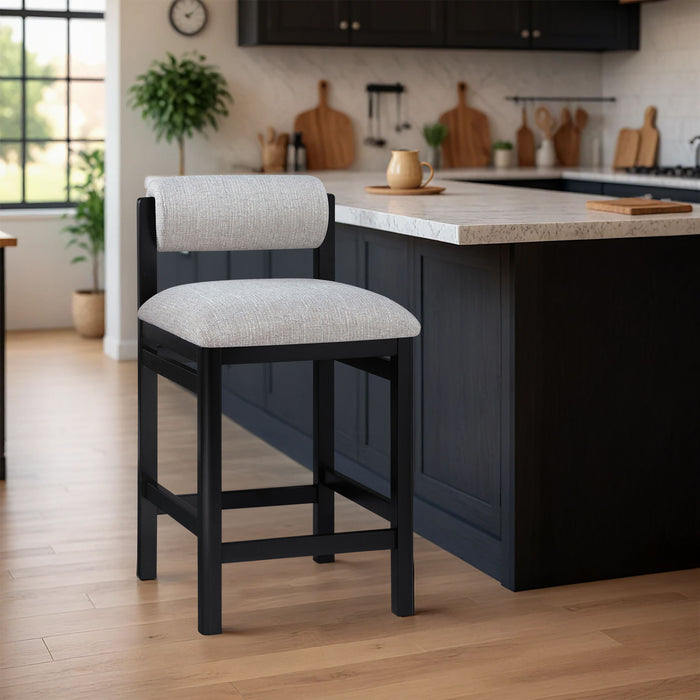 Roundhill - Fabric Counter Stool - Black Frame - Simple Home Plus