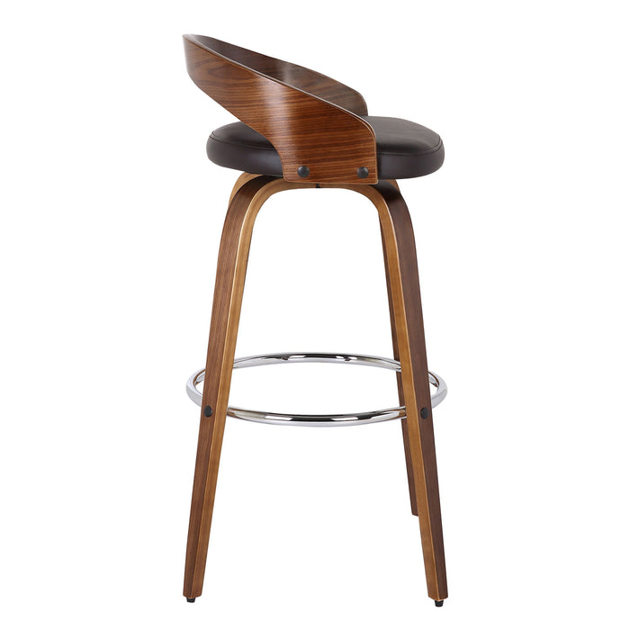Sonia - 26" Counter Height Swivel Bar Stool - Walnut Wood - Simple Home Plus