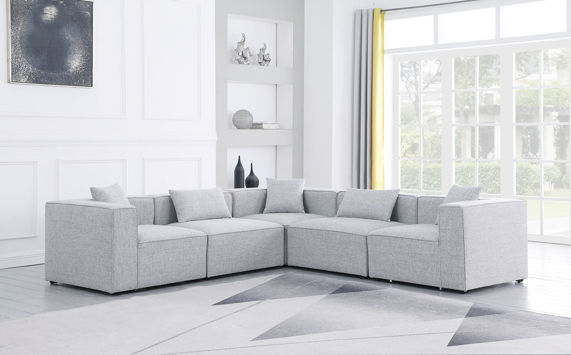 Cube - Linen 5 Piece Modular Corner Sectional - Simple Home Plus