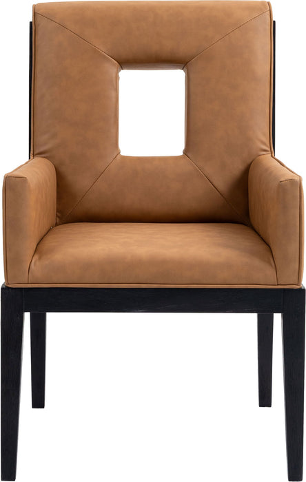Gwendolyn - Faux Leather Dining Arm Chair With Black Frame - Simple Home Plus